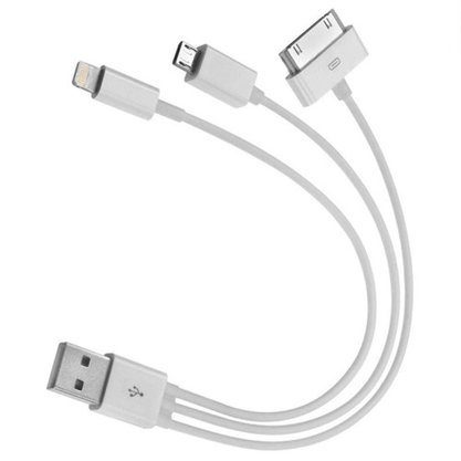 Cabo Carregador 3 Em 1  USB Android V8 iPhone 4 S Ipad