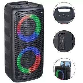 Caixa De Som Portátil KTS-1297 Bluetooth Luzes De Led Entrada Pen Drive Microfone