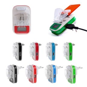 Carregador de bateria universal usb com tela indicadora de lcd plugue ue/eua para celulares