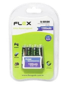 Pilha AAA Recarregavel Flex 1300mah fx-aaa